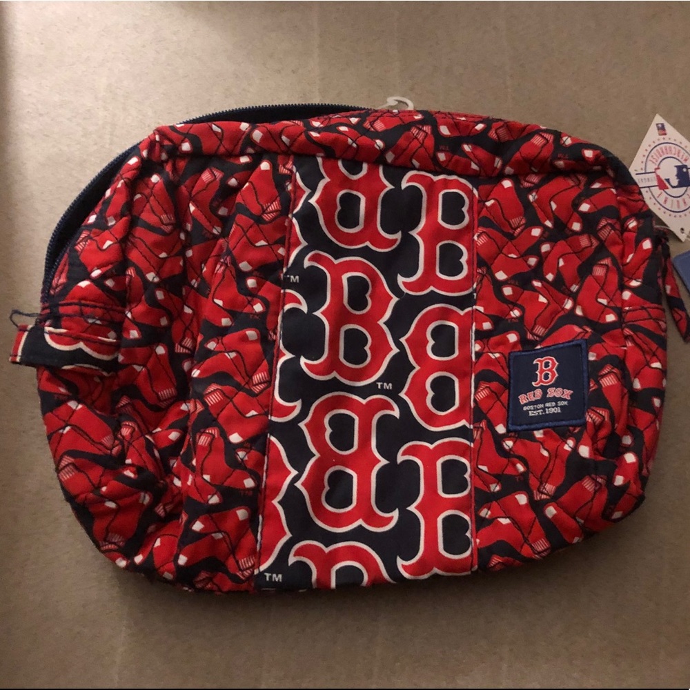 Quilted Red Sox zippered makeup bag BNWT
